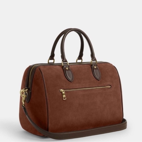 Coach Rowan Large Satchel Bag in Suede - Picture 13 of 15